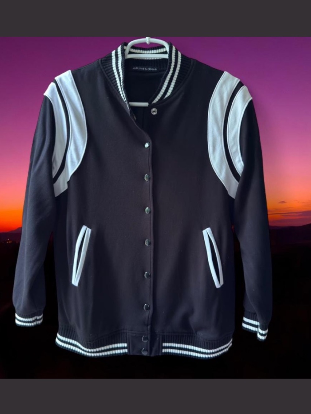 Harlowe & Graham Black and White Varsity Jacket